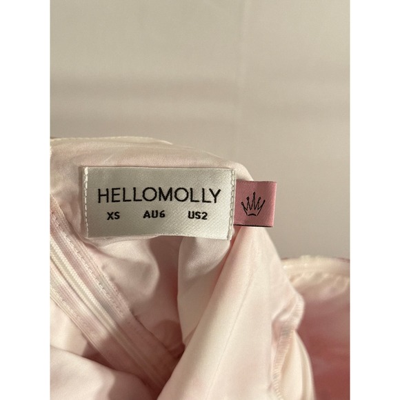 Hello Molly • Floral Cutout Puff Sleeve Square Neck Mini Dress Pink White XS US2 - Picture 8 of 8